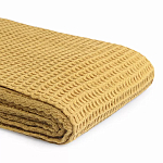 Плед из шерсти цвета охры с бахарамой Waffle Comfort варинант исполнения - 3 | Loft Concept в Ульяновске