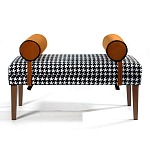 Банкетка Banquette PIED DE POULE Orange с принтом гусиная лапка Оранжевые валики варинант исполнения - 1 | Loft Concept в Ульяновске