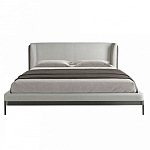 Кровать двуспальная серая с мягким изголовьем из экокожи и ткани Modern Look варинант исполнения - 3 | Loft Concept в Ульяновске