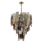 Люстра с многослойными стеклянными панелями янтарного и дымчатого цвета Textured Glass Chandelier варинант исполнения - 3 | Loft Concept в Ульяновске