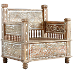 Деревянное кресло из массива манго с резьбой Vela Grey Mango Chair варинант исполнения - 1 | Loft Concept в Ульяновске