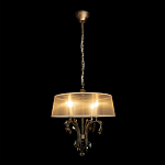 Люстра подвесная круглая с тканевым полупрозрачным абажуром и подвесками 4 лампы Gilded Elegance варинант исполнения - 1 | Loft Concept в Ульяновске