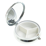 Таблетница карманная круглая с 3-мя отделениями с зеркалом и накладкой из натурального камня Апатит Желтый Silver Stone Pillboxes варинант исполнения - 2 | Loft Concept в Ульяновске