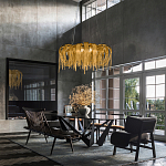 Люстра подвесная круглая с изогнутыми металлическими дугами и ниспадающими цепочками 65 см Atlantis Chain варинант исполнения - 9 | Loft Concept в Ульяновске