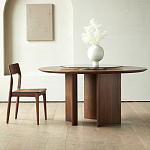 Стол обеденный круглый с двойной столешницей Walnut Wood Table варинант исполнения - 9 | Loft Concept в Ульяновске