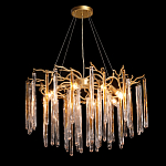 Люстра подвесная золотого цвета с разветвленными ветвями и прозрачными стеклянными подвесками Droplet Chandelier варинант исполнения - 3 | Loft Concept в Ульяновске