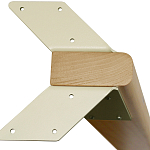 Обеденный стол с прямоугольной бежевой столешницей из стекла на 4-х деревянных ножках Beige Marble варинант исполнения - 5 | Loft Concept в Ульяновске