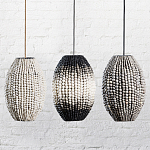 Подвесной светильник вертикальной овальной формы украшенный белыми круглыми бусинами Gradient Oval Pendant Lamp White варинант исполнения - 6 | Loft Concept в Ульяновске