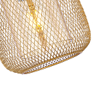 Подвесной светильник со стеклянным плафоном цилиндрической формы и металлической сеткой Metal Mesh Gold варинант исполнения - 4 | Loft Concept в Ульяновске