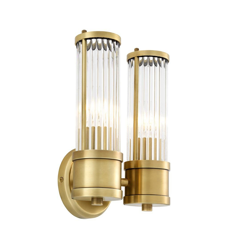 Бра Wall Lamp Claridges Dual Brass Латунь Античная полированная Прозрачное Стекло в Ульяновске | Loft Concept 