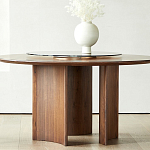 Стол обеденный круглый с двойной столешницей Walnut Wood Table варинант исполнения - 4 | Loft Concept в Ульяновске