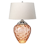 Настольная лампа с фактурным стеклянным основанием красного цвета с хромированной деталью у горловины и белым абажуром из искусственного шёлка Elstead Lighting варинант исполнения - 1 | Loft Concept в Ульяновске