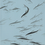 Обои ручная роспись Fishes Original colourway on Duck Egg dyed silk варинант исполнения - 2 | Loft Concept в Ульяновске