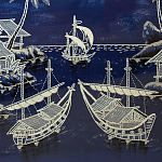 Картина ручная вышивка бисером Ночной пейзаж Night Boat Bay варинант исполнения - 4 | Loft Concept в Ульяновске