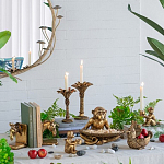 Подсвечник в форме пальмы с резными листьями и текстурным основанием Golden palm leaves варинант исполнения - 4 | Loft Concept в Ульяновске