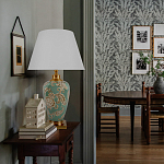 Настольная лампа бирюзовая с цветочным принтом Turquoise Flight варинант исполнения - 5 | Loft Concept в Ульяновске