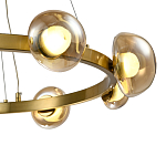 Люстра подвесная светодиодная с 9-ю круглыми плафонами коньячного цвета Iona Chandelier Brass  варинант исполнения - 3 | Loft Concept в Ульяновске