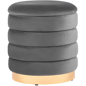 Пуф с ящиком Charlotte серый Glossy Velor