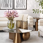 Дизайнерский журнальный стол с круглой столешницей на 3-х геометрических ножках Lehumod варинант исполнения - 3 | Loft Concept в Ульяновске