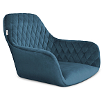 Барный стул со спинкой и подлокотниками на 4-х деревянных ножках Douglas Rhombus Синий Велюр варинант исполнения - 2 | Loft Concept в Ульяновске