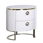 Тумбочка белая овальная с мраморной столешницей Thoroughbass варинант исполнения - 1 | Loft Concept в Ульяновске