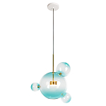 Подвесной светильник с прозрачными бирюзовыми стеклянными шарами и золотыми деталями Диаметр 43 Giopato & Coombes варинант исполнения - 1 | Loft Concept в Ульяновске