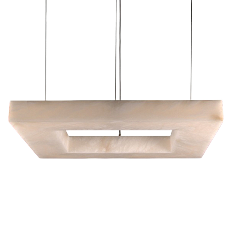 Люстра с квадратным каменным плафоном Calcite Square Light Латунь Белый в Ульяновске | Loft Concept 