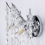 Бра цвета хром с ветвями и прозрачными стеклянными подвесками в виде вытянутых спиральных капель Droplet Chandelier варинант исполнения - 6 | Loft Concept в Ульяновске