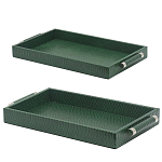 Комплект из двух прямоугольных подносов зеленого цвета Serpent варинант исполнения - 2 | Loft Concept в Ульяновске