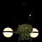 Подвесной светильник с 2-мя шарообразными плафонами и цилиндрическим спотом Light of Еyes варинант исполнения - 5 | Loft Concept в Ульяновске