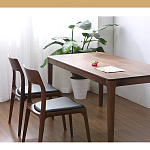 Стул деревянный с мягким сиденьем из черной натуральной кожи Moon Walnut Furniture варинант исполнения - 1 | Loft Concept в Ульяновске