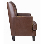 Кресло из натуральной кожи c мягкими подлокотниками на 4-х деревянных ножках из массива бука Joseph Armchair brown варинант исполнения - 2 | Loft Concept в Ульяновске