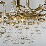 Потолочная люстра в виде ветвей деревьев золотого цвета с прозрачными подвесками-каплями Droplet Chandelier варинант исполнения - 5 | Loft Concept в Ульяновске