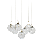 Люстра с 7-ю плафонами из прозрачного стекла в форме шара Orb Cascade  варинант исполнения - 1 | Loft Concept в Ульяновске