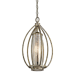 Подвесной светильник овальной формы с цилиндрическим плафоном в цвете сусальное серебро Kichler варинант исполнения - 1 | Loft Concept в Ульяновске