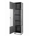 Шкаф-витрина цвета графит с полками и стеклянной дверью Strict Lines варинант исполнения - 3 | Loft Concept в Ульяновске