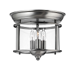 Потолочный светильник в форме фонаря с прозрачным цилиндрическим плафоном и тремя лампами в форме свечей Hinkley варинант исполнения - 1 | Loft Concept в Ульяновске