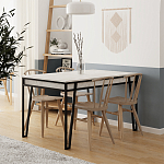 Стол обеденный с прямоугольной столешницей пыльного белого цвета на 4-х металлических ножках PAL ANCIENT WHITE варинант исполнения - 3 | Loft Concept в Ульяновске