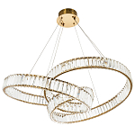 Подвесная люстра в виде изогнутых колец с хрустальным декором Ring Horizontal Oculus Gold Light Chandelier варинант исполнения - 3 | Loft Concept в Ульяновске