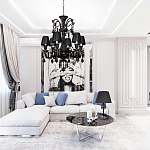 Люстра подвесная с плиссированными абажурами и множеством подвесок черного цвета Диаметр 62 см Lustre Reverie варинант исполнения - 4 | Loft Concept в Ульяновске