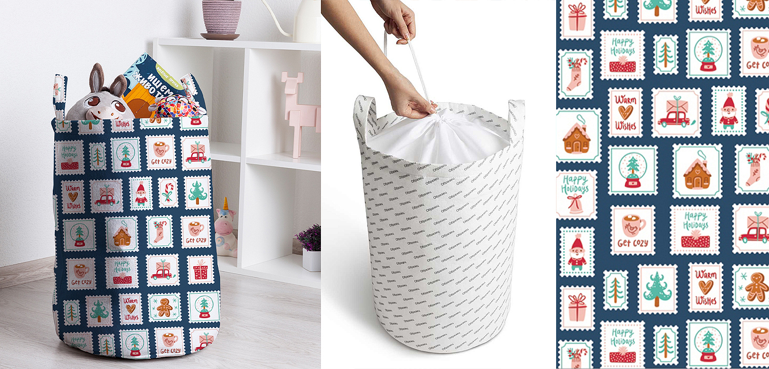 Корзина New Year Postage Stamps Basket Корзина New Year Postage Stamps Basket - Loft-Concept в Ульяновске