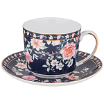 Чайный сервиз из фарфора синий на 6 персон 14 предметов Flower Porcelain Collection варинант исполнения - 2 | Loft Concept в Ульяновске