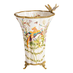 Ваза из фарфора с бронзовой стрекозой  Paradise Dragonfly варинант исполнения - 6 | Loft Concept в Ульяновске