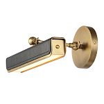 Светильник для картин цвет винтажная латунь с прямоугольным плафоном из кожи черного цвета Alora варинант исполнения - 4 | Loft Concept в Ульяновске