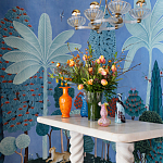 Обои ручная роспись Malwa Special Colourway on blue painted Xuan paper варинант исполнения - 1 | Loft Concept в Ульяновске