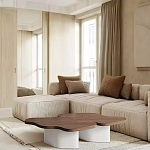 Дизайнерский журнальный стол с фигурной столешницей на белом основании Holarisex варинант исполнения - 1 | Loft Concept в Ульяновске