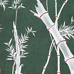 Обои ручная роспись Bamboo Argent on Edo Green painted silk варинант исполнения - 2 | Loft Concept в Ульяновске