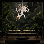 Люстра с тремя фигурами обезьян с лампочками в руках белого цвета Hanging Monkey варинант исполнения - 10 | Loft Concept в Ульяновске