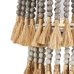 Подвесной светильник двухъярусный с декором из круглых деревянных бусин с кисточками Gray Brown Wooden Beads Chandelier варинант исполнения - 1 | Loft Concept в Ульяновске