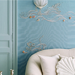 Обои с вышивкой ручной работы Amami Waves Moonbeam colourway on silk moire варинант исполнения - 2 | Loft Concept в Ульяновске